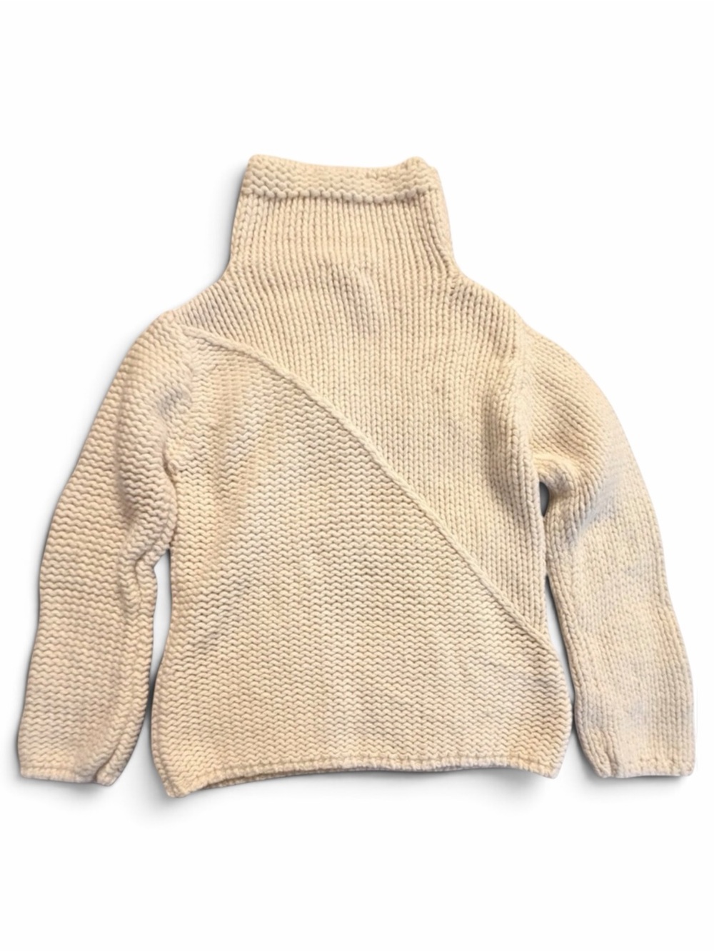 Banana Republic Y2K Angora Wool Asymmetrical Mock Neck Sweater Ivory XL